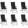Chaises inclinables de jardin lot de 6 et coussins Bois acacia 615201615201
