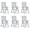 Chaises inclinables de jardin lot de 6 et coussins Bois acacia 615201615201