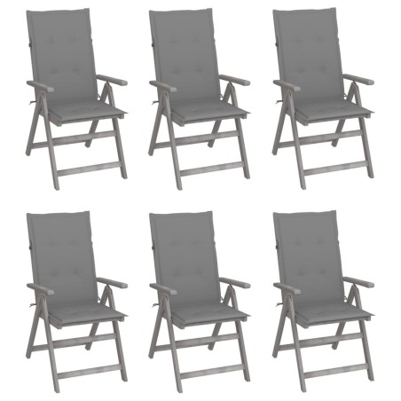 Chaises inclinables de jardin lot de 6 et coussins Bois acacia 615202615202