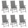 Chaises inclinables de jardin lot de 6 et coussins Bois acacia 615202615202