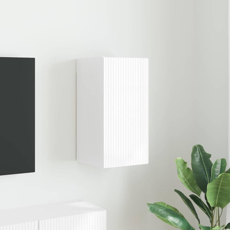 Meuble TV mural Montage mural Blanc Brillant 30 x 31 x 60 cm 615208615208