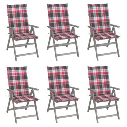 Chaises inclinables de jardin lot de 6 et coussins Bois acacia 615210615210