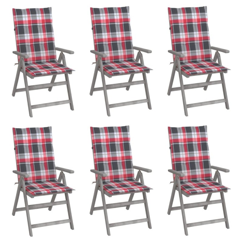 Chaises inclinables de jardin lot de 6 et coussins Bois acacia 615210615210