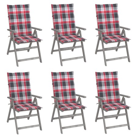 Chaises inclinables de jardin lot de 6 et coussins Bois acacia 615210615210