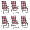 Chaises inclinables de jardin lot de 6 et coussins Bois acacia 615210615210
