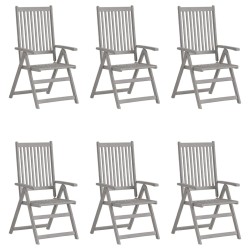Chaises inclinables de jardin lot de 6 et coussins Bois acacia 615210615210