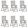 Chaises inclinables de jardin lot de 6 et coussins Bois acacia 615210615210