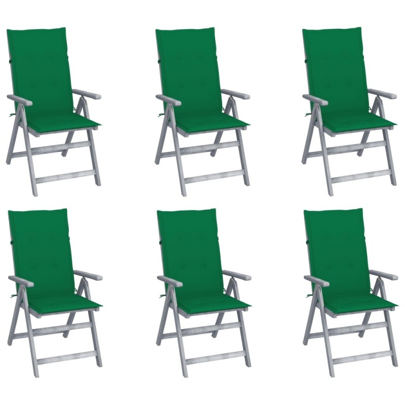 Chaises inclinables de jardin lot de 6 et coussins Bois acacia 615214615214