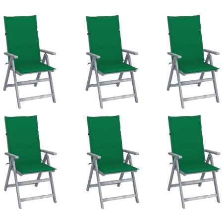 Chaises inclinables de jardin lot de 6 et coussins Bois acacia 615214615214