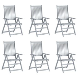 Chaises inclinables de jardin lot de 6 et coussins Bois acacia 615214615214