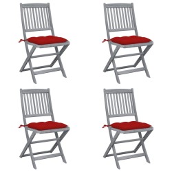 Chaises pliables d'extérieur lot de 4 et coussins Bois d'acacia 615217615217