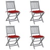 Chaises pliables d'extérieur lot de 4 et coussins Bois d'acacia 615217615217