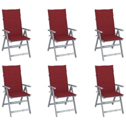 Chaises inclinables de jardin lot de 6 et coussins Bois acacia 615219615219