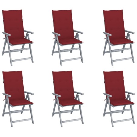 Chaises inclinables de jardin lot de 6 et coussins Bois acacia 615219615219