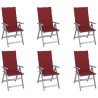 Chaises inclinables de jardin lot de 6 et coussins Bois acacia 615219615219