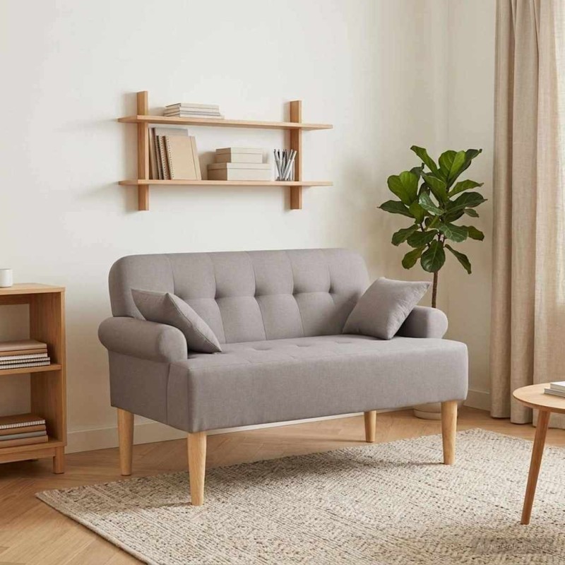 Canapé love seat avec capitonnage en boutons Taupe Tissu 615229615229