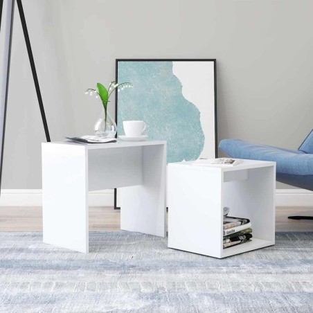 Ensemble de table basse Blanc 48x30x45 cm Bois d'ingénierie 615235615235