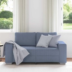 Canapé deux places bleu 160x77x82 cm en tissu velours côtelé 615236615236