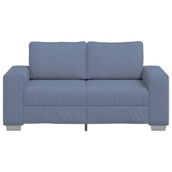 Canapé deux places bleu 160x77x82 cm en tissu velours côtelé 615236615236