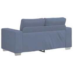 Canapé deux places bleu 160x77x82 cm en tissu velours côtelé 615236615236