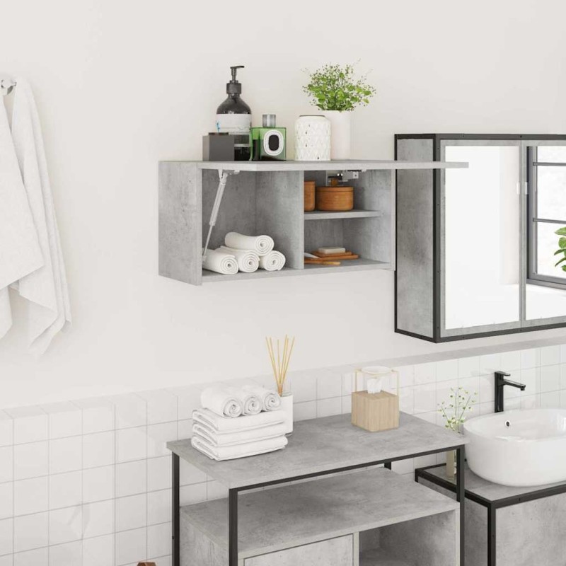 Armoire murale de bain gris béton 60x25x30 cm bois d'ingénierie 615245615245