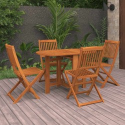 Ensemble de salle à manger de jardin 5 pcs en bois d'acacia massif 615264615264