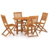 Ensemble de salle à manger de jardin 5 pcs en bois d'acacia massif 615264615264