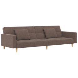 Canapé-lit à 2 places avec deux oreillers taupe tissu 615276615276