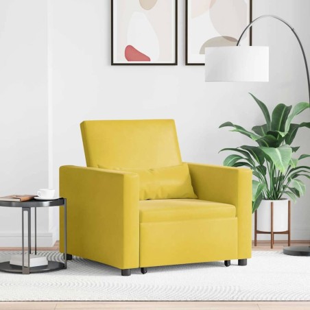 Canapé-lit escamotable simple avec des roues Jaune Velours 615285615285