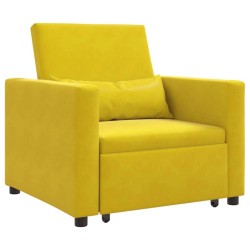 Canapé-lit escamotable simple avec des roues Jaune Velours 615285615285
