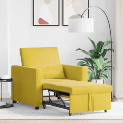 Canapé-lit escamotable simple avec des roues Jaune Velours 615285615285