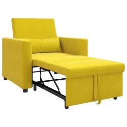 Canapé-lit escamotable simple avec des roues Jaune Velours 615285615285