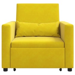 Canapé-lit escamotable simple avec des roues Jaune Velours 615285615285