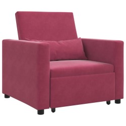 Canapé-lit escamotable simple avec des roues Bordeaux Velours 615286615286
