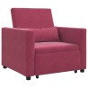 Canapé-lit escamotable simple avec des roues Bordeaux Velours 615286615286