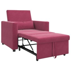 Canapé-lit escamotable simple avec des roues Bordeaux Velours 615286615286