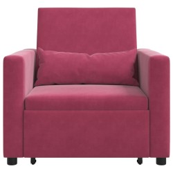 Canapé-lit escamotable simple avec des roues Bordeaux Velours 615286615286
