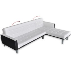 Canapé-lit en forme de L similicuir blanc  615289615289