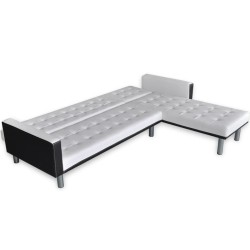 Canapé-lit en forme de L similicuir blanc  615289615289