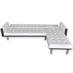 Canapé-lit en forme de L similicuir blanc  615289615289