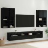 Ensemble de meuble TV mural avec éclairage LED 7 pcs Chêne noir 615292615292