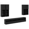 Ensemble de meuble TV mural avec éclairage LED 7 pcs Chêne noir 615292615292