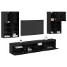 Ensemble de meuble TV mural avec éclairage LED 7 pcs Chêne noir 615292615292