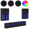Ensemble de meuble TV mural avec éclairage LED 7 pcs Chêne noir 615292615292