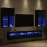 Ensemble de meuble TV mural avec éclairage LED 7 pcs Chêne noir 615292615292