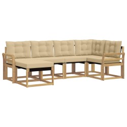 Ensemble de canapés d'extérieur 6 pcs Blanc et Beige 615323615323