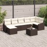 Ensemble de Canapés avec coussin 8 pcs Marron polyrotin 615324615324