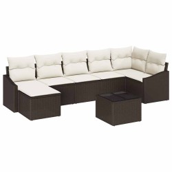 Ensemble de Canapés avec coussin 8 pcs Marron polyrotin 615324615324