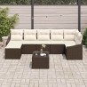 Ensemble de Canapés avec coussin 8 pcs Marron polyrotin 615324615324