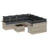 Ensemble de canapé de jardin 9 pcs Gris clair Poly rotin 615326615326